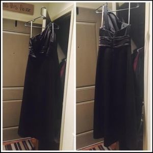 Black floor length one shoulder formal dress